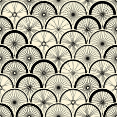 Seamless background pattern. Pattern from rows of bicycles.