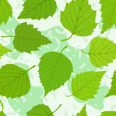 Wall Mural - Seamless pattern. Spring birch leaves.	