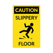 Wet Floor Sign. Safety Yellow Slippery Floor Warning Icon Vector Caution Symbol