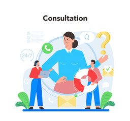 Sticker - call center or technical support concept. idea of customer service.