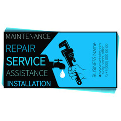 Wall Mural - Business card plumbing repair and service concept