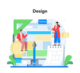 Poster - web development concept. website optimization and web page interface