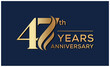 47 Years Anniversary Celebration. Anniversary logo and elegance golden color isolated on black background, vector design