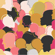 © kubko - People profile heads. Seamless pattern of a crowd of many different humans. Vector background.