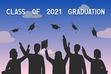 Wall Mural - Class of 2021 graduation. Poster. Vector illustration.