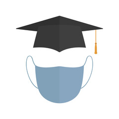 Canvas Print - Mortarboard and medical mask. Vector illustration.