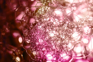 Aufkleber - Close up Beautiful abstract soap bubbles. Background pattern for design. Macro photography view.