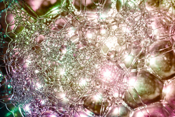 Aufkleber - Close up Beautiful abstract soap bubbles. Background pattern for design. Macro photography view.