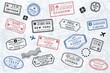 Travel stamps collection - passport stamp vector