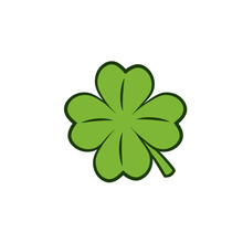 4 Leaf Clover Icon. Clipart Image Isolated On White Background