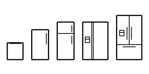 Wall Mural - refrigerator sizes chart outline icon. clipart image isolated on white background
