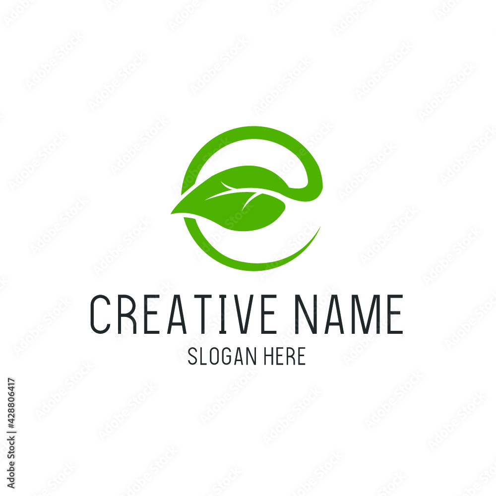 Vector Green Leaf Letter E Logo Stock Vector | Adobe Stock