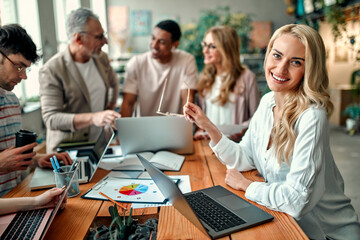 Wall Mural - Group of people working in office