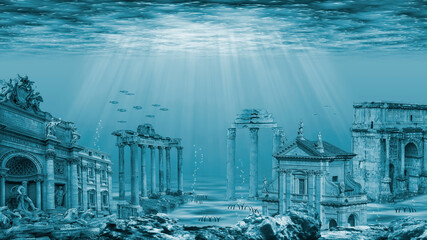 Ruins of the Atlantis civilization. Underwater ruins