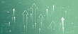 © Who is Danny - Direction to success concept with white growing arrows, plus signs, pixel symbols and lines on abstract green background