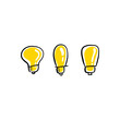 © Matias - Light bulb doodle collection. Hand drawn simple electric lamps, symbols of ideas, solutions, innovation and creativity.