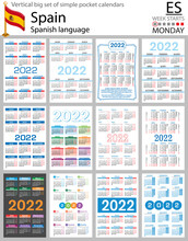 Spanish Vertical Pocket Calendars For 2022. Week Starts Monday