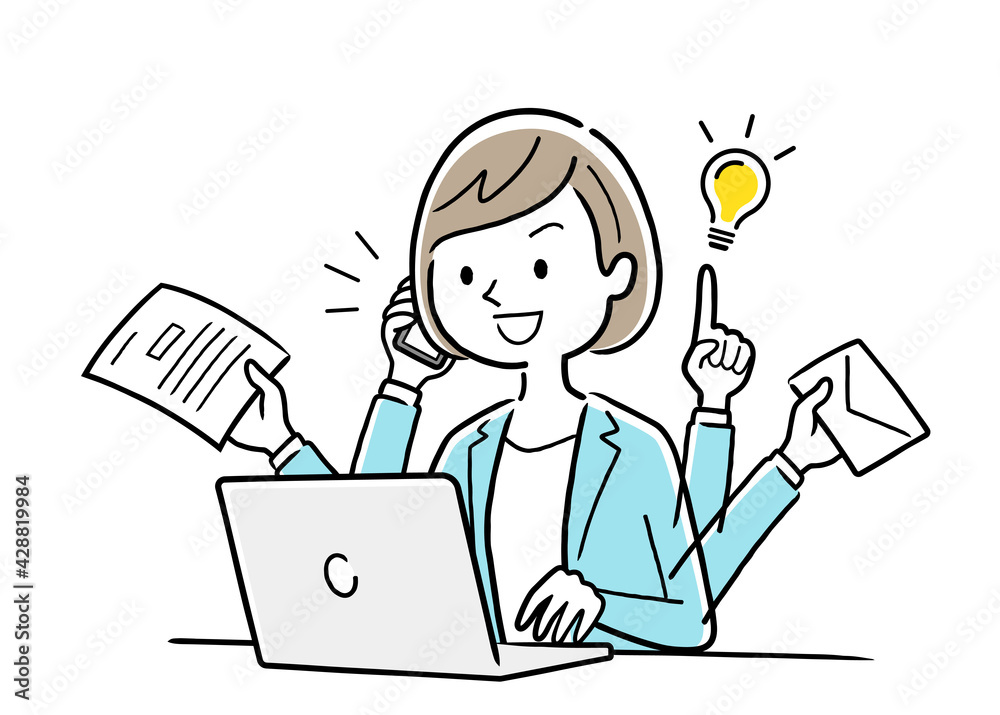 ベクターイラスト素材 仕事が早いビジネスウーマン Wall Mural ケイーゴ K