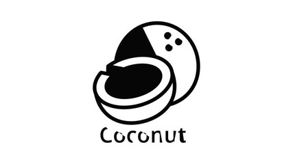 Wall Mural - Coconut icon animation outline best object on white background
