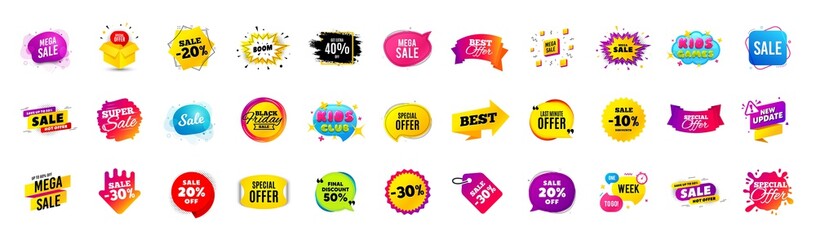 Wall Mural - Best discount offer banners. Price deal sale stickers. Black friday special offer tags. Sale bubble coupon. Promotion discount banner templates design. Buy offer sticker. Super deal set. Vector