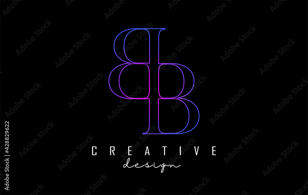 Colorful pink and blue BB b letter design logo logotype concept with ...