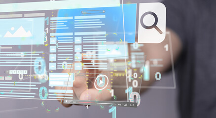 virtual develop interface web application in hand