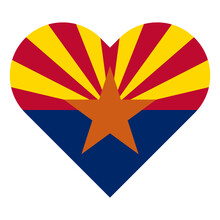 Heart Shaped Icon Of Arizona Flag Isolated On White Background	