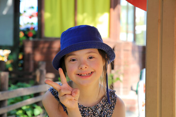 Wall Mural - Little girl on the summer camp