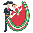 Couple of traditional mexican dancers - Vector illustration