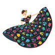 Isolated mexican woman on a folkloric dress with flowers - Vector
