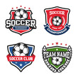 © bcks13 - Set of Soccer club emblem. Football badge shield logo, soccer ball team game club elements, Vector Logo Illustration Fit to championship or team