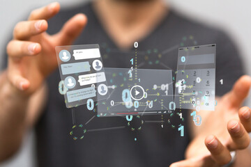 interface web application in hand