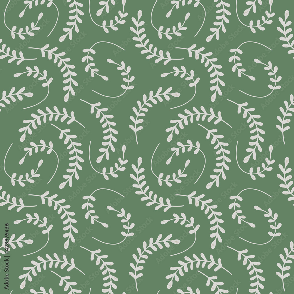 Seamless pattern with branches and plants. Vector illustration with a ...