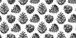 Hand drawn pinecone vector seamless pattern. Linocut forest pine or fir cone decorative graphic background. Stylized monochrome endless backdrop.