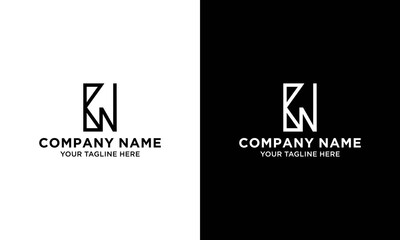 kn Initial handwriting logo vector