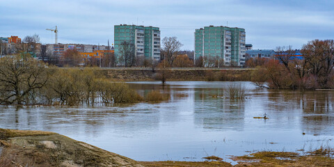 Poster -  Spring landscape with the image of high water