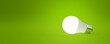 © MP - LED light bulb isolated on green background. Bright light. Light-emitting diodes. Energy-efficient. Ecological concept. 3d illustrator. Banner.