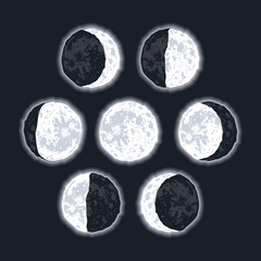 Canvas Print - moon phases seven icons