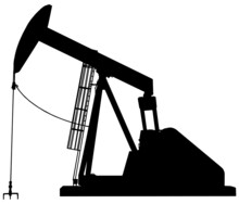 Oil Pump Jack Silhouette In Black On White Background 