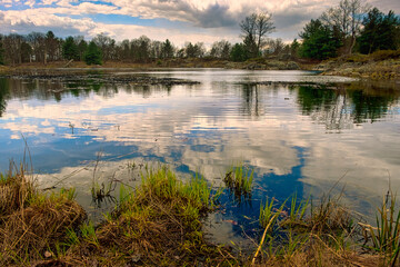 Wall Mural - rural landscapes and skyscapes of southern ontario canada featuring brilliant sky, water reflections
