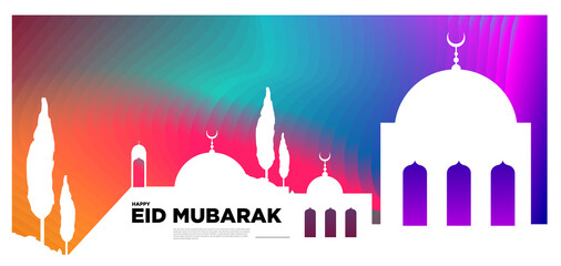 Wall Mural - Vector colorful islamic and mubarak greeting card banner