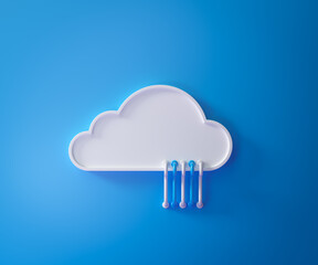 Canvas Print - cloud computing service, cloud data storage technology hosting concept. white cloud with cables on b