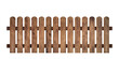 Brown wooden fence isolated on a white background that separates the objects. There are clipping paths for the designs and decoration
