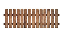 Brown Wooden Fence Isolated On A White Background That Separates The Objects. There Are Clipping Paths For The Designs And Decoration