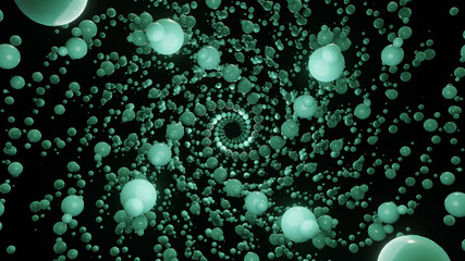 Wall Mural - abstract seamless loop of 3d renders circles structure. green neon circles abstract futuristic hi-te