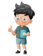 Poster - Illustration of genius boy showing a thumbs up