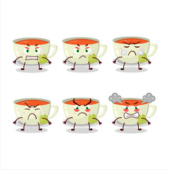 Wall Mural - Cup of tea cartoon character with various angry expressions