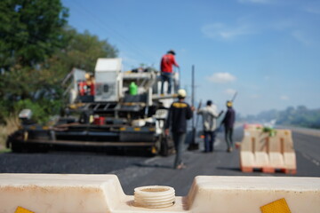 Road construction blur With heavy machinery