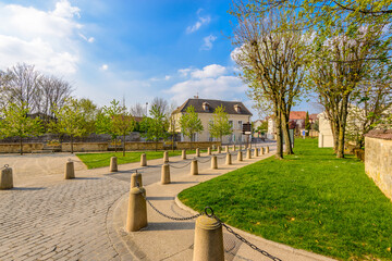 Picturesque small town street view in Roissy En France, France.