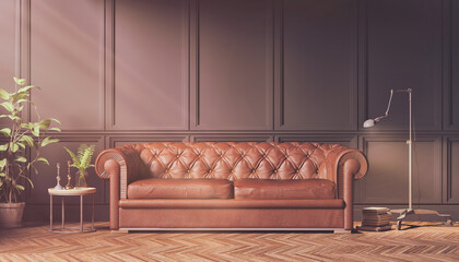 3d rendering of victorian living room with a large sofa - classic style - retro look